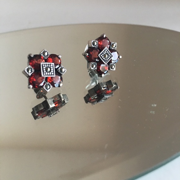 Garnet hemalyka 925 sterling silver earrings⭐️ - Picture 9 of 15